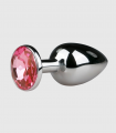 Plug Anal Plata con Base Cristales Brillante Rosa